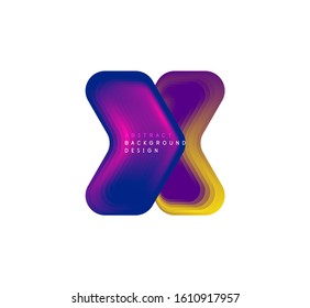 Banner geométrico de flecha vectorial creado con efectos de formas de color de mezcla. Botón sencillo de moda, icono o plantilla de logotipo de marca comercial, estilo mínimo. Ilustración De Fondo De Pantalla, Banner, Fondo