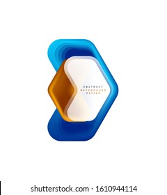 Banner geométrico de flecha vectorial creado con efectos de formas de color de mezcla. Botón sencillo de moda, icono o plantilla de logotipo de marca comercial, estilo mínimo. Ilustración De Fondo De Pantalla, Banner, Fondo