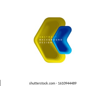 Vector arrow geometric banner created with blend color shapes effects. Trendy simple button, icon or business branding logo template, minimal style. Illustration For Wallpaper, Banner, Background