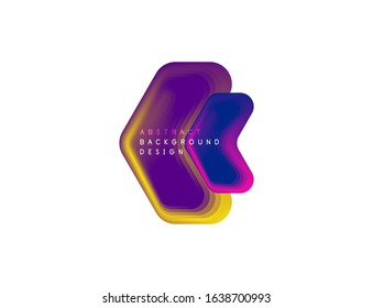 Banner geométrico de flecha vectorial creado con efectos de formas de color de mezcla. Botón sencillo de moda, icono o plantilla de logotipo de marca comercial, estilo mínimo. Ilustración De Fondo De Pantalla, Banner, Fondo