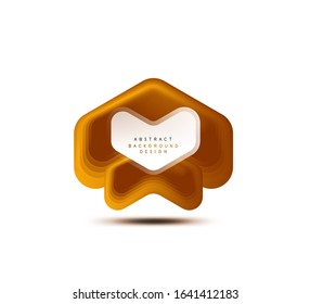 Vector arrow geometric banner created with blend color shapes effects. Trendy simple button, icon or business branding logo template, minimal style. Illustration For Wallpaper, Banner, Background