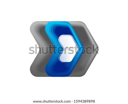 Vector arrow geometric banner created with blend color shapes effects. Trendy simple button, icon or business branding logo template, minimal style. Illustration For Wallpaper, Banner, Background