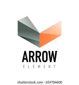 Logo de diseño geométrico de flecha vectorial, logotipo abstracto moderno
