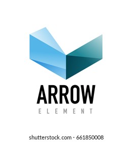 Vector arrow geometric design logo, abstract modern logotype