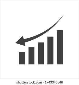 Vector arrow graph down icon on white background. EPS10