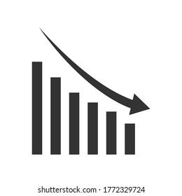 Vector arrow graph down icon on white background. EPS10. The fall of the economy
Vector illustration