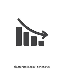 Vector Arrow Graph Down Icon On White Background