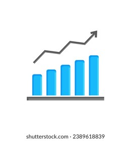 Vector arrow graph up icon on white isolated background. Layers grouped for easy editing illustration. For your design.