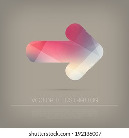 Vector arrow icon with colorful trendy and modern polygonal texture