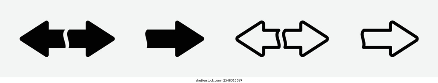 Vector arrow icon designs set. Double arrow icons.  Swap vector icon with two arrows