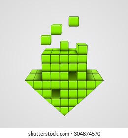 Vector arrow icon made of glossy cubes isolated on white