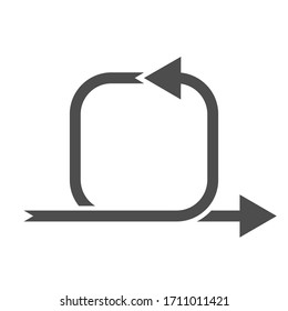 Vector arrow icon, movement along the perimeter of the square. Simple stock design isolated on a white background