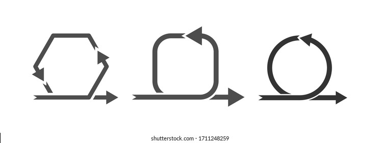 Vector arrow icon, movement along the contour of a geometric shape. Simple stock design isolated on a white background
