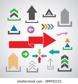 Vector arrow icon on gray background 