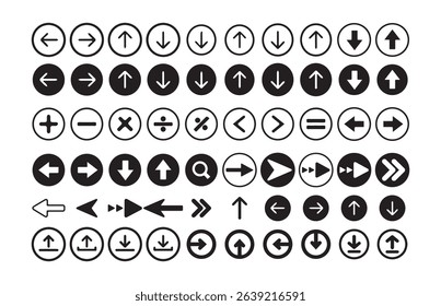Vector Arrow Icon Set - Black and White Directional Symbols Collection. Vector illustration eps 10