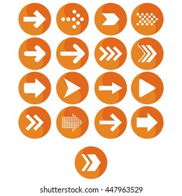 Vector arrow icon set orange