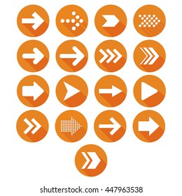 Vector arrow icon set orange