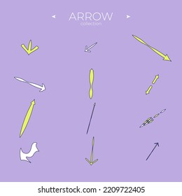 Vector Arrow Icons. Arrows colorful set. Arrow logo concept. Curly and wave orientation. Vector navigation