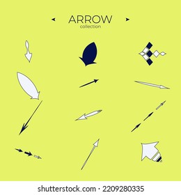 Vector Arrow Icons. Collection in color. With elegant style. Curly and wave orientation. Vector navigation