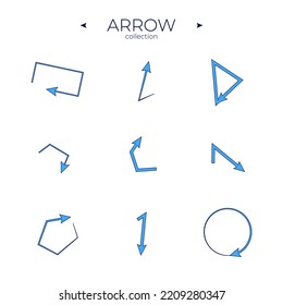 Vector Arrow Icons. Collection in color. Abstract minimalistic patterns. For website design. Arrows Isolated