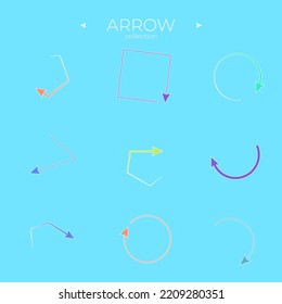 Vector Arrow Icons. Collection in color. Direction arrows. Symbol set. Vector navigation