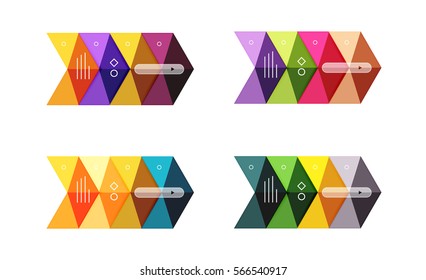 Juego de plantillas de negocio de infografías de flecha de vectores. Fondos para diseño de flujo de trabajo, diagrama, opciones de número o diseño web
