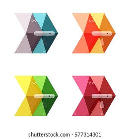 Juego de plantillas de negocio de infografías de flecha de vectores. Fondos para diseño de flujo de trabajo, diagrama, opciones de número o diseño web