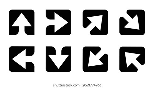 Vector arrow keys in square shape. a collection of arrow directional symbols for interface design, web design, apps and more.