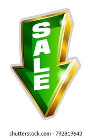 Vector arrow label with word sale. Transparent background and easy to adjust colors. Can be used as product labels, in printed materials like brochures, flyers or as any kind of decoration.