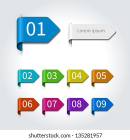 Vector arrow labels and numbers design template for web site. Vector illustration.