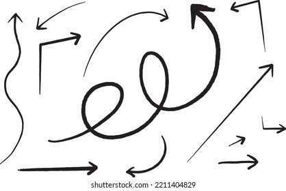 vector arrow line with ink handwriting style