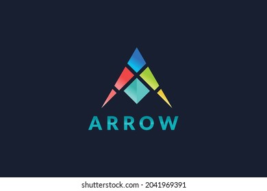 diseño de logotipo de flecha vectorial. flecha colorida en ilustración de diseño gráfico tridimensional