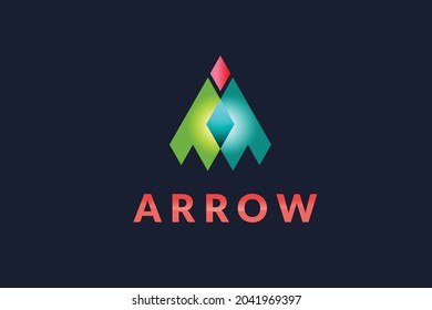 vector arrow logo design. colorful arrow in 3 dimensional graphic design illustration