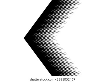 Vector arrow made of black abstract pixels on a white background, in retro style. For wallpaper, covers, posters, textiles. Design element, Striped vector pattern. Trendy vector background