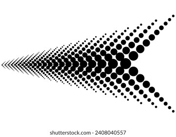 Vector arrow made of black dots on a white background. Black and white pattern. Design element. Vector illustration halftone