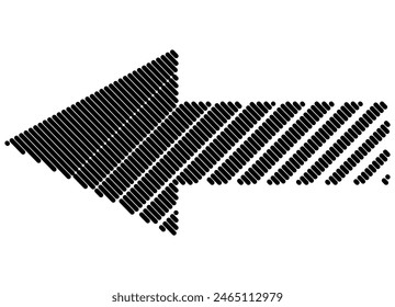 Vector arrow made of black lines on a white background. Vector background for covers, posters, interior decor, clothing design. Risograph colors. Striped pointer