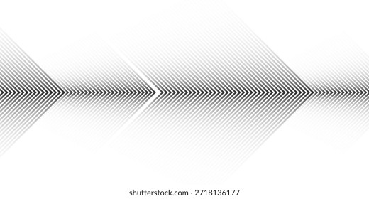 Vector arrow, made of thin lines on a white background. modern design with a dynamic effect, for covers, prints and graphic projects. Sporty striped pattern. Pointer, navigation, direction.