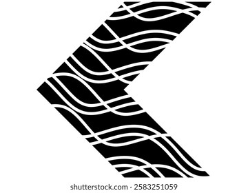 Vector arrow made of wavy lines, black on a white background. Modern pattern. Trendy design element. Pointer. Navigation