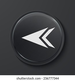 Vector arrow modern black glass circle icon. Eps10