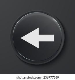 Vector arrow modern black glass circle icon. Eps10