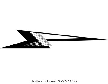 Vector arrow. Modern pattern of black lines on white background. Sports design element. Flash