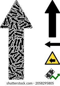 Vector up arrow mosaic is done from randomized recursive up arrow pictograms. Recursive combination of up arrow.