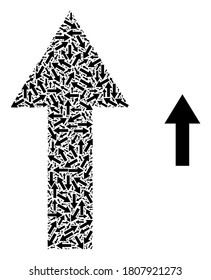 Vector arrow up mosaic is done with repeating recursive arrow up icons. Recursive combination for arrow up.