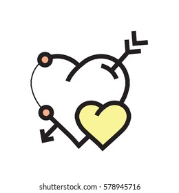 vector arrow on heart icon yellow