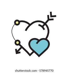 vector arrow on heart icon blue