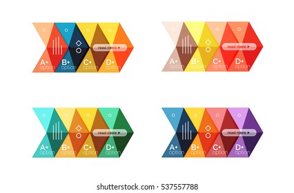 Vector arrow option infographic templates set. Backgrounds for workflow layout, diagram, number options or web design