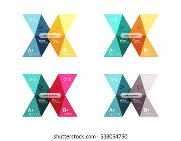 Conjunto de modelos de infográfico de opção de seta de vetor. Planos de fundo para layout de fluxo de trabalho, diagrama, opções de número ou design da Web