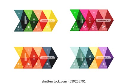 Vector arrow option infographic templates set. Backgrounds for workflow layout, diagram, number options or web design