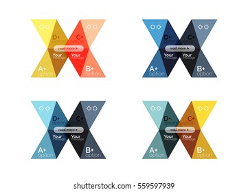 Vector arrow option infographic templates set. Backgrounds for workflow layout, diagram, number options or web design