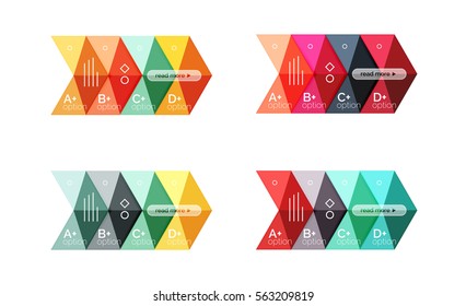 Selección de plantillas de infografía con opción de flecha vectora. Fondos para diseño de flujo de trabajo, diagrama, opciones de número o diseño web